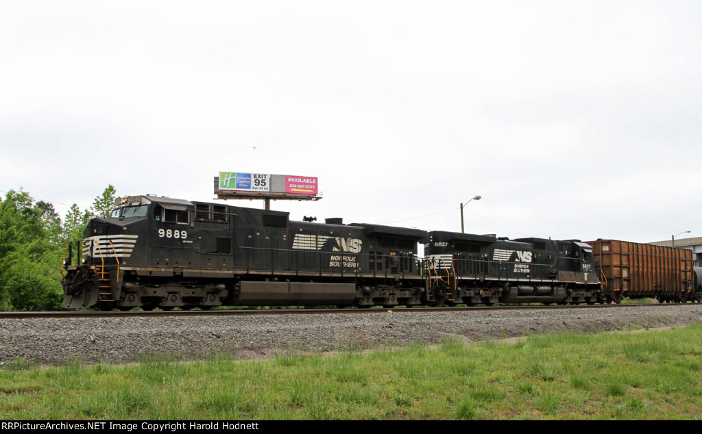 NS 9889 & 8827 lead train 350 into the yard
